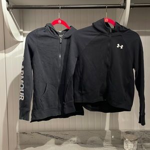 Under Armour youth L black zip hoodies x2!!!!